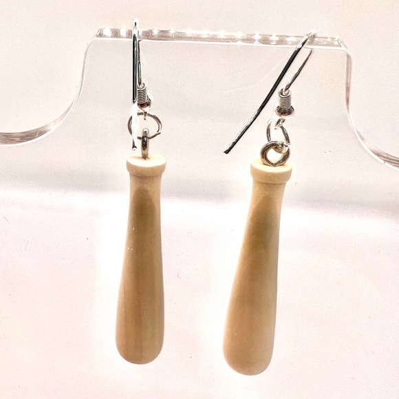 Baseball Bat Earrings - Baseball Mom Accessories - Wooden Bats - Sports Earrings - Picture 4 of 8